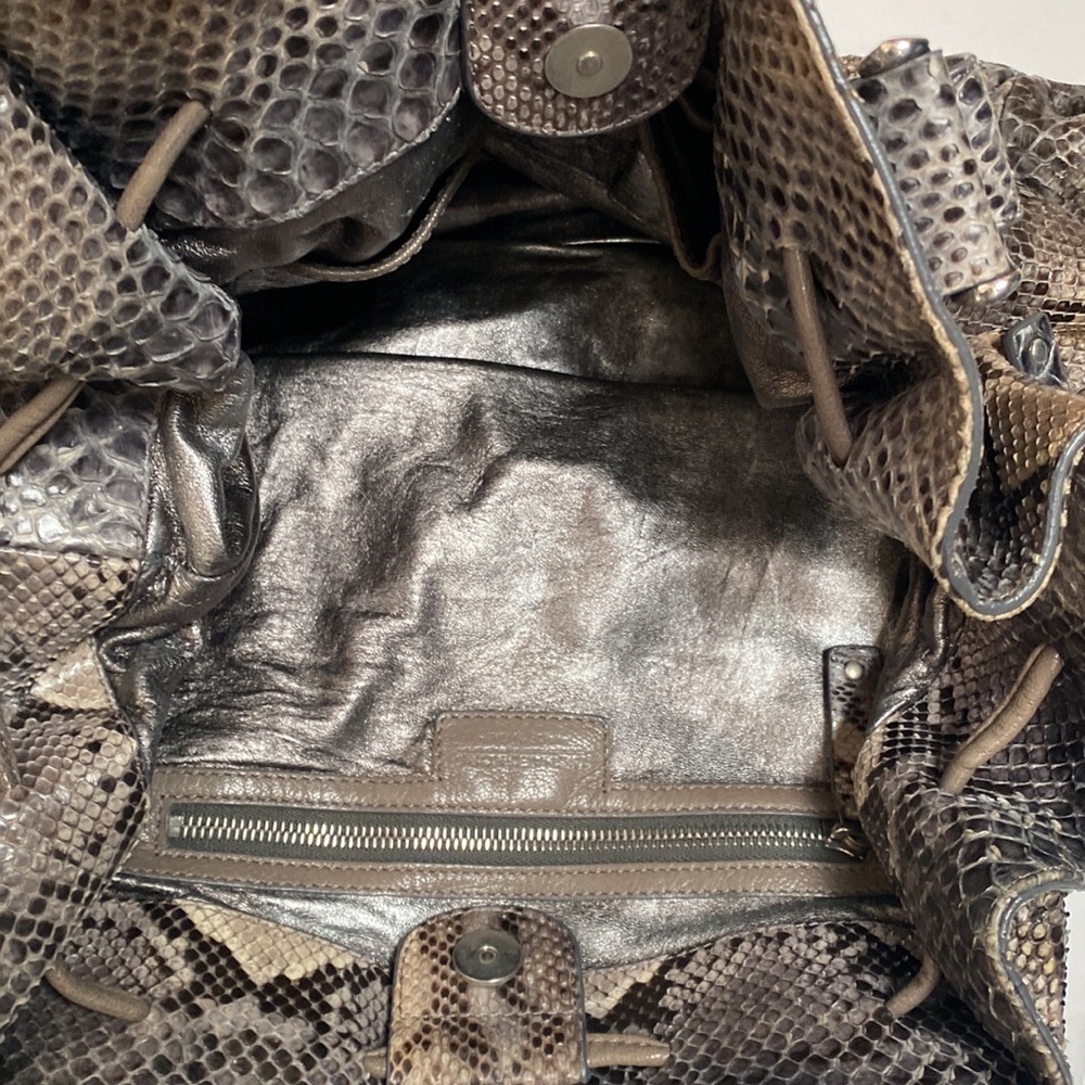 Michael Kors Python Satchel Purse Snakeskin Silve… - image 7